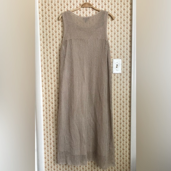 Eileen Fisher 100% Silk Crochet Sheath Sleeveless Midi Dress | Large - Picture 9 of 10